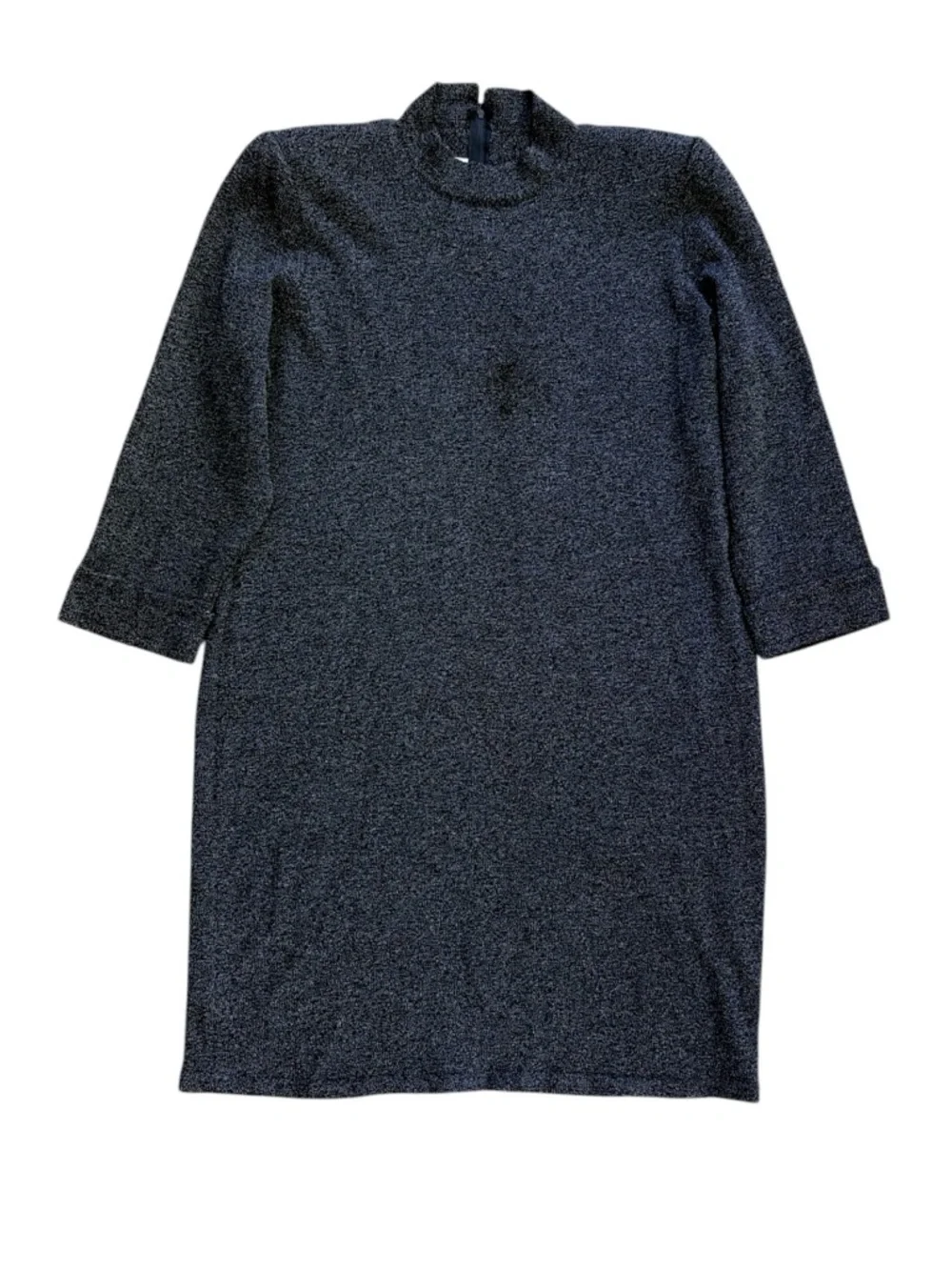 𝅺TOULA Vintage Wool Blend Sweater Dress Cuffed Sleeve Hand Knit Grey *FLAW* - Picture 13 of 16